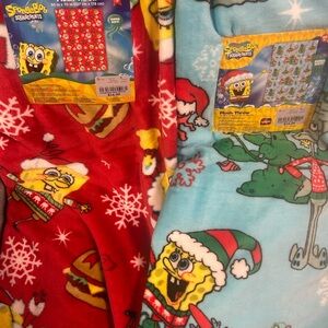 SpongeBob SquarePantns blanket  - Red and Light Blue